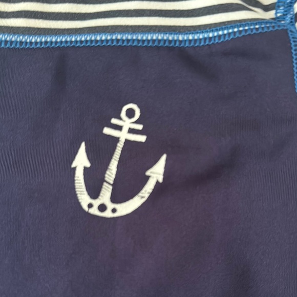 Cat and jack 18 months swim Navy and Striped Long Sleeve Shirt with Anchor - Picture 2 of 6